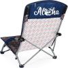 Personalized Tranquility Beach Chair with Carry Bag – Low Beach Chair for Adults – Low Lawn Chair(Navy Blue  Orange  & Gray Pattern)