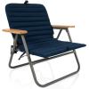 Picnic TIME Descanso Padded Beach Chair, Low Camping Chair with Removable Washable Cover, Backpack Beach Chair(Navy Blue)