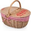 Picnic TIME Disney Mickey Mouse & Minnie Mouse Country Vintage Picnic Basket with Lid, Wicker Picnic Basket for 2, (Navy Blue & White Stripe)(Coca-cola Red & White Gingham Pattern)