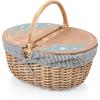 Picnic TIME Disney Mickey Mouse & Minnie Mouse Country Vintage Picnic Basket with Lid, Wicker Picnic Basket for 2, (Navy Blue & White Stripe)(Disney Princess Cinderella – Navy Blue & White Stripe)