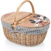 Picnic TIME Disney Mickey Mouse & Minnie Mouse Country Vintage Picnic Basket with Lid, Wicker Picnic Basket for 2, (Navy Blue & White Stripe)(Disney Mickey Mouse & Minnie Mouse – Navy Blue & White Stripe)