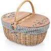 Picnic TIME Disney Mickey Mouse & Minnie Mouse Country Vintage Picnic Basket with Lid, Wicker Picnic Basket for 2, (Navy Blue & White Stripe)(Disney Bambi – Navy Blue & White Stripe)