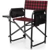 Picnic TIME Outdoor Directors Chair with Side Table, Beach Chair for Adults, Camping Chair with Table(Red & Black Buffalo Plaid Pattern)