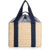 Picnic TIME Parisian Picnic Basket, Insulated Seagrass Picnic Basket, Waterproof, Stylish, Perfect for Picnics, Beach, Office Lunches, Dinner Parties, and Gifts (Beige with Navy Blue Accents)(Beige With Navy Blue Accents)