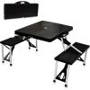 Picnic TIME Portable Folding Picnic Table with Seats for 4, Collapsible Aluminum Table with Benches & Umbrella Hole, Lightweight Foldable Table for Camping, Travel, Backyard, Tailgating(Black)