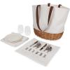 Picnic TIME Promenade Picnic Basket for 2, Canvas and Willow Picnic Set – Includes Utensil Set, Glasses, and Plates, (Floral Pattern)(Cream Canvas)