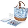 Picnic TIME Promenade Picnic Basket for 2, Canvas and Willow Picnic Set – Includes Utensil Set, Glasses, and Plates, (Floral Pattern)(Moroccan Watercolor Pattern)