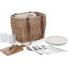 Picnic TIME Terrabella Handwoven Picnic Basket, Earth Friendly Basket, Made from Recycled Materials, Upcycled Picnic Basket, (Beige)
