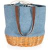 Picnic Time – A Picnic Time Brand Coronado Canvas and Willow Basket Tote(Chambray With Beige Accents)