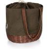 Picnic Time – A Picnic Time Brand Coronado Canvas and Willow Basket Tote(Khaki Green With Beige Accents)