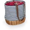 Picnic Time – A Picnic Time Brand Coronado Canvas and Willow Basket Tote(Navy Blue & White Stripe)