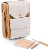 Picnic Time Corsica Wine and Cheese Picnic Basket Tote, Luxury 2 Bottle Insulated Picnic Set with Cutting Board, Cheese Knife & Corkscrew, Romantic Picnic Kit for Couples, Wedding & Anniversary Gift(9.75 x 6.5 x 13.75)