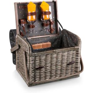 Kabrio Wine & Cheese Picnic Basket, (Anthology Collection – Gray with Gold Accents)((Anthology Collection – Gray With Gold Accents))