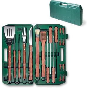 ONIVA – A Picnic Time brand 18-Piece BBQ Grill Set, Outdoor BBQ Accessories with Case, Grilling Tools for Barbecue, (Green)