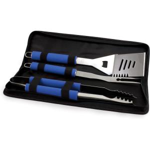 ONIVA – a Picnic Time Brand Metro 3-Piece BBQ Tool Set in Carry Case, Black(Blue)
