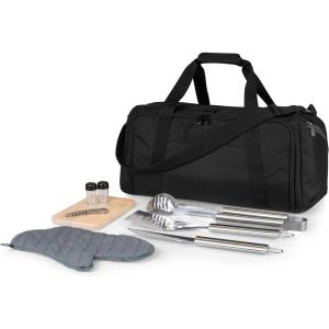 ONIVA – a Picnic Time brand BBQ Kit Grill Set & Cooler, Professional BBQ Accessories Set with Case for Outdoor, Complete Grill Accessories Kit with Cooler Bag, (Black)