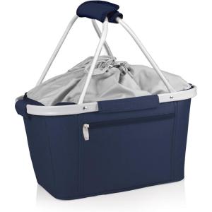 ONIVA – a Picnic Time brand Metro Shopping Basket – Insulated Picnic Basket – Collapsible Market Basket – Utility Tote Cooler Bag(Navy Blue)