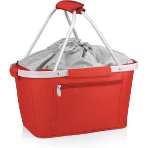 ONIVA – a Picnic Time brand Metro Shopping Basket – Insulated Picnic Basket – Collapsible Market Basket – Utility Tote Cooler Bag(Red)