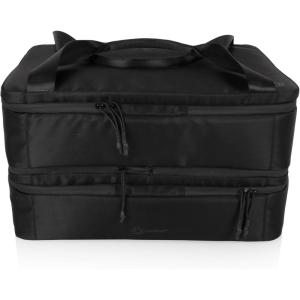 PICNIC TIME Double Decker Casserole Tote, 2-Layer Potluck Casserole Carrier, Insulated Thermal Food Carrier, Insulated Casserole Carrier, (Black)(Double Decker – Black)