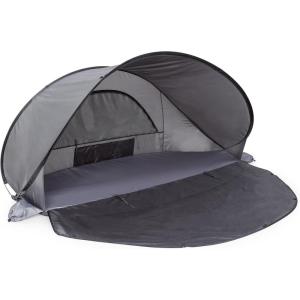 PICNIC TIME Manta Portable Beach Tent, Fully-Assembled Pop Up Tent, Beach Shade and Sun Shelter, Instant Outdoor Shade with Carrying Bag for Outdoors and UPF50+ UV Protection (Gray with Black Accents)(Gray)