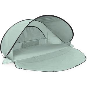 PICNIC TIME Manta Portable Beach Tent, Fully-Assembled Pop Up Tent, Beach Shade and Sun Shelter, Instant Outdoor Shade with Carrying Bag for Outdoors and UPF50+ UV Protection (Gray with Black Accents)(Light Green)