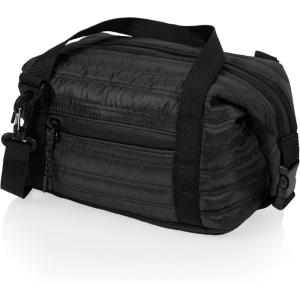 PICNIC TIME Midday Quilted Washable Insulated Lunch Bag, Expandable Stylish Soft Cooler Bag, Portable Cooler Lunchbox with Detachable Carrying Shoulder Strap and Zipper Closure, (Navy Blue)(Obsidian Black)