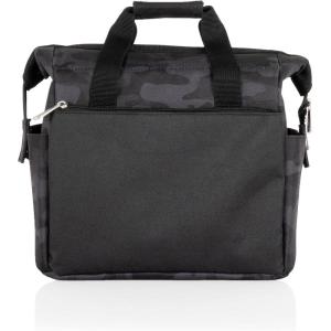 PICNIC TIME On The Go Lunch Bag, Stylish Soft Cooler Bag, Expandable Insulated Lunch Box, Portable Cooler Lunchbox with Dual Compartment Design and Velcro Side Straps, (Heathered Gray)(Black Camo)