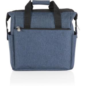 PICNIC TIME On The Go Lunch Bag, Stylish Soft Cooler Bag, Expandable Insulated Lunch Box, Portable Cooler Lunchbox with Dual Compartment Design and Velcro Side Straps, (Heathered Gray)(Navy Blue)