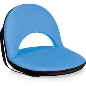PICNIC TIME Oniva Portable Reclining Stadium Seat with Back Support, Folding Bleacher Chairs with Back and Cushion, Thick Padded Bench Seat and Armrest, Includes Six Backrest Positions(Light Blue)