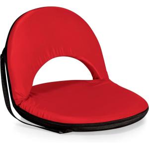 PICNIC TIME Oniva Portable Reclining Stadium Seat with Back Support, Folding Bleacher Chairs with Back and Cushion, Thick Padded Bench Seat and Armrest, Includes Six Backrest Positions(Red)