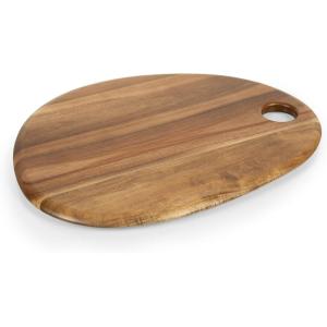 PICNIC TIME Pebble Acacia Charcuterie Board 18″ x 15″, Wood Serving Platter for Food Display, Serving Tray for Party, Cutting Board with Cutout Design, Multi-purpose Food Tray, (Natural Acacia)(18″ x 15″)