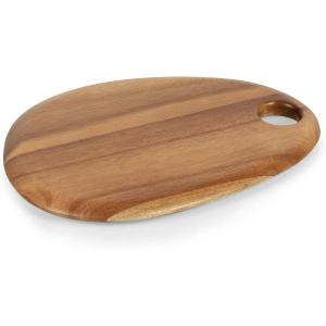 PICNIC TIME Pebble Acacia Charcuterie Board 18″ x 15″, Wood Serving Platter for Food Display, Serving Tray for Party, Cutting Board with Cutout Design, Multi-purpose Food Tray, (Natural Acacia)(12″ x 9″)