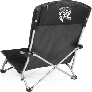 Personalized Tranquility Beach Chair with Carry Bag – Low Beach Chair for Adults – Low Lawn Chair(Black)