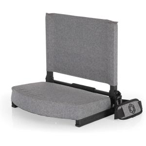 Picnic TIME Gridiron Stadium Seat with Back Support, Folding Bleacher Chairs with Back and Cushion, Thick Padded Stadium Seat and Armrest with Carry Straps, and Bleacher Hook Feature(Grey)