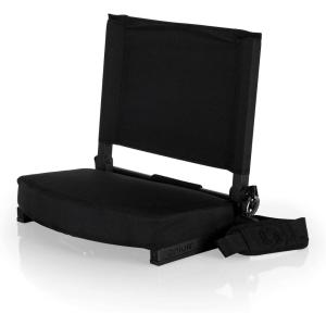 Picnic TIME Gridiron Stadium Seat with Back Support, Folding Bleacher Chairs with Back and Cushion, Thick Padded Stadium Seat and Armrest with Carry Straps, and Bleacher Hook Feature(Black)