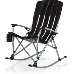 Picnic TIME Outdoor Rocking Camp Chair – XL Heavy Duty Camping Chair for Adults(Black)
