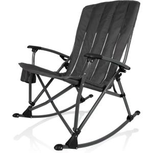 Picnic TIME Outdoor Rocking Camp Chair – XL Heavy Duty Camping Chair for Adults(Gunmetal Gray)