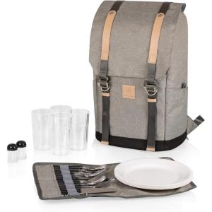 Picnic TIME PT-Frontier Picnic Backpack – Backpack Cooler with Picnic Set – Cooler Backpack Picnic Kit, (Heathered Gray)
