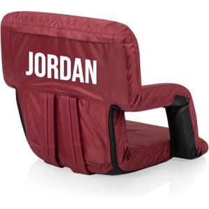Picnic TIME Personalized Ventura Stadium Seat with Back Support, Custom Bleacher Seat, Reclining Beach Floor Chair(Burgundy)