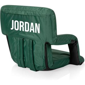 Picnic TIME Personalized Ventura Stadium Seat with Back Support, Custom Bleacher Seat, Reclining Beach Floor Chair(Hunter Green)