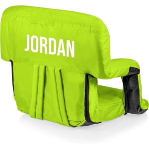 Picnic TIME Personalized Ventura Stadium Seat with Back Support, Custom Bleacher Seat, Reclining Beach Floor Chair(Lime Green)