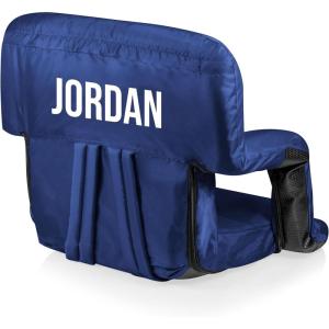 Picnic TIME Personalized Ventura Stadium Seat with Back Support, Custom Bleacher Seat, Reclining Beach Floor Chair(Navy Blue)