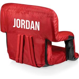 Picnic TIME Personalized Ventura Stadium Seat with Back Support, Custom Bleacher Seat, Reclining Beach Floor Chair(Red)