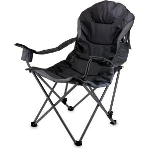 Picnic TIME Reclining Camp Chair, Beach Chair for Adults, Sports Chair with Carry Bag(Black)