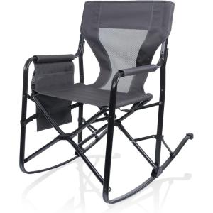 Picnic TIME Woodland Rocking Camping Chair with Storage Caddy, Camp Chair for Adults, (Charcoal Gray)