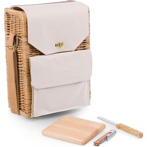 Picnic Time Corsica Wine and Cheese Picnic Basket Tote, Luxury 2 Bottle Insulated Picnic Set with Cutting Board, Cheese Knife & Corkscrew, Romantic Picnic Kit for Couples, Wedding & Anniversary Gift(9.75 x 6.5 x 13.75)