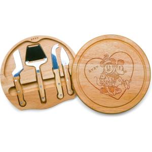 TOSCANA – a Picnic Time brand Circo Cheese Cutting Board & Tools Set, Brown, Disney Mickey & Minnie Mouse (854-00-505-103-11)(Disney Mickey Mouse & Minnie Mouse – Parawood)