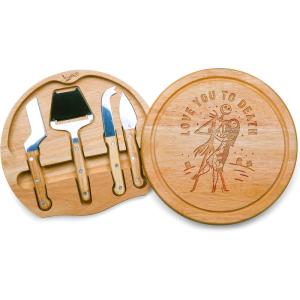 TOSCANA – a Picnic Time brand Circo Cheese Cutting Board & Tools Set, Brown, Disney Mickey & Minnie Mouse (854-00-505-103-11)(Disney Nightmare Before Christmas Jack & Sally – Parawood)