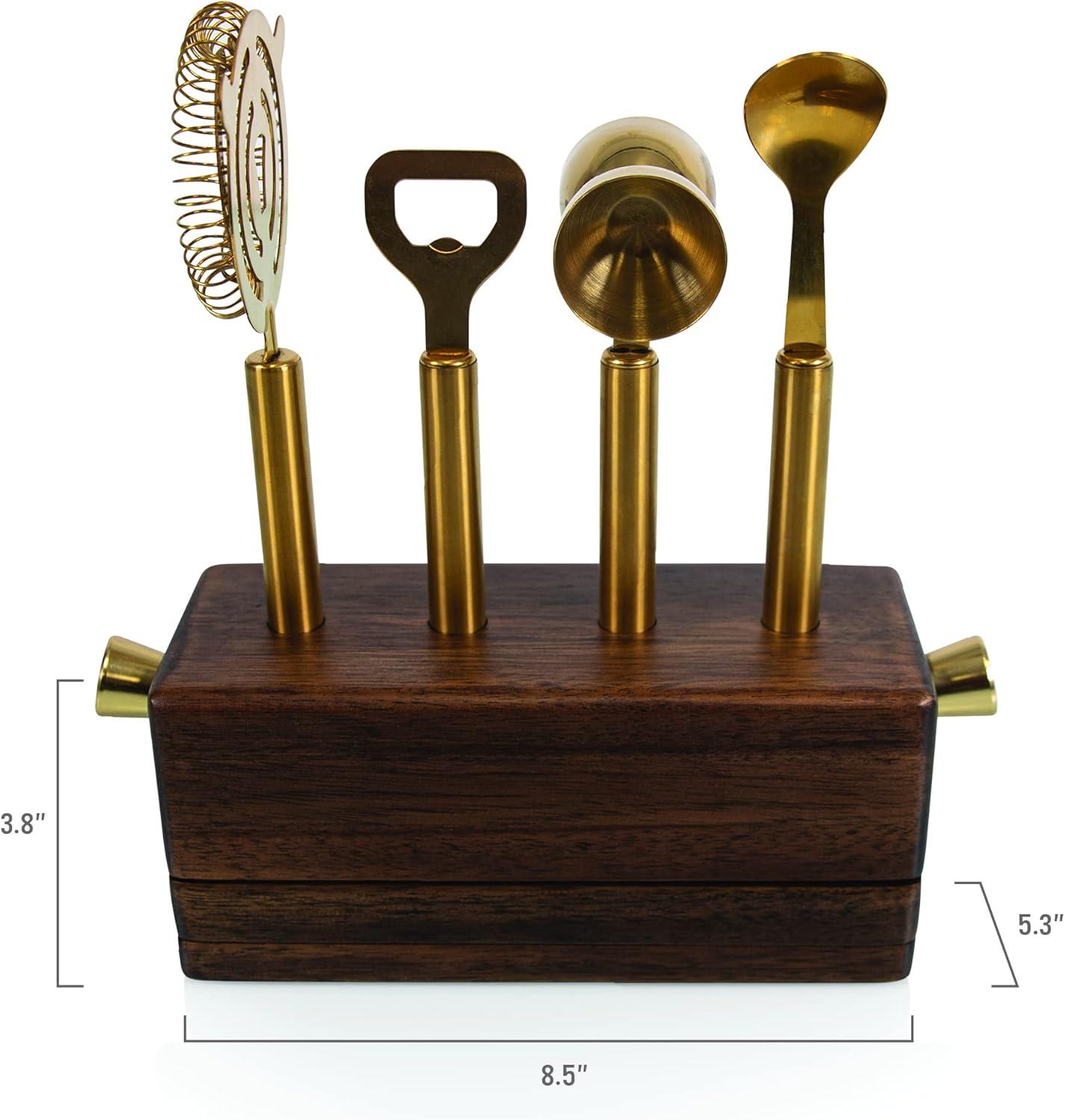 imageLEGACY a Picnic Time Brand Sidecar 5Piece Bar Tool Set Acacia Wood