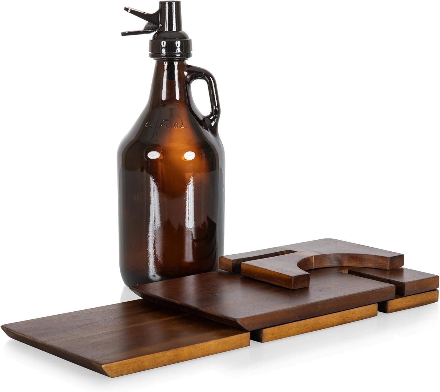 imageLEGACY a Picnic Time Brand Stand with 64oz Glass Growler Beer Accessories One Size Acacia Wood